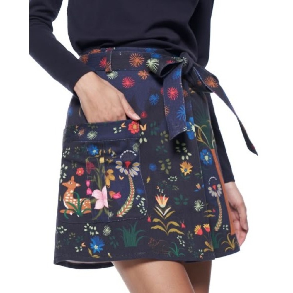The Kit NWT Cargo Mini‎ Skirt Small Navy Palampore Brushed Organic Cotton Twill